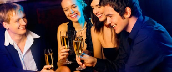 group drinking champagne