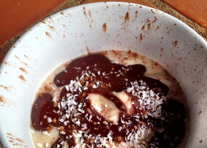 Banana Ice Cream with Chocolatey Peanut Sauce